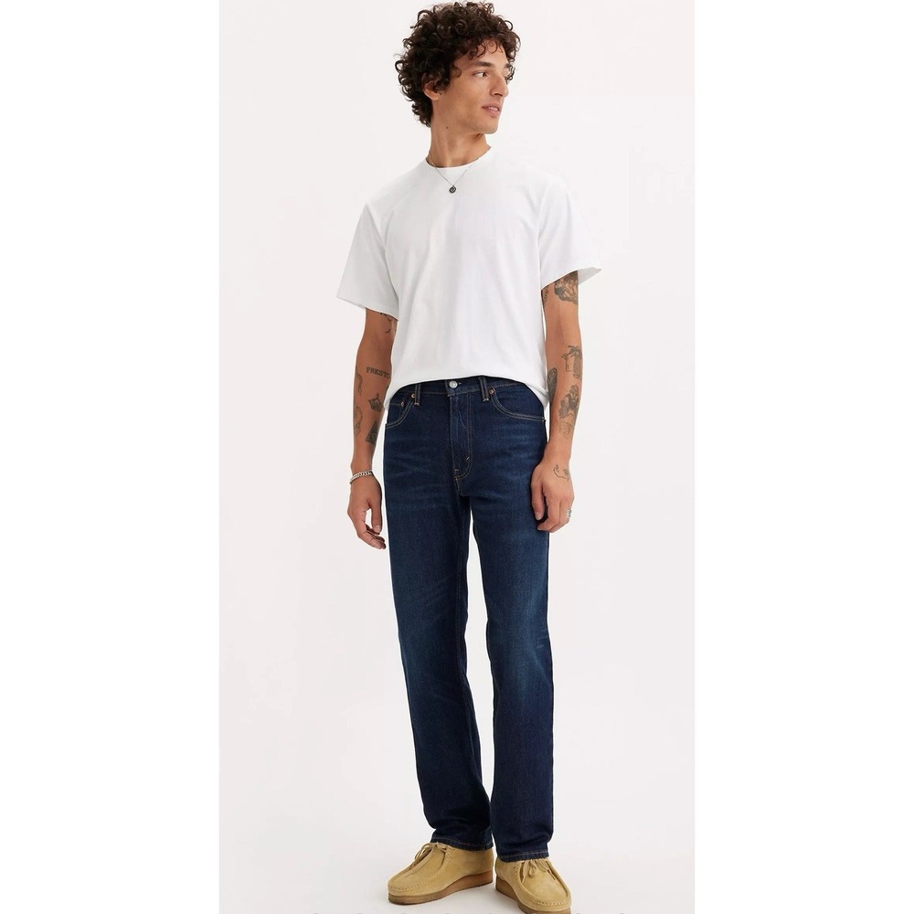 Levi‎ Strauss Co 505 Mens Dark Wash Straight Fit Denim Jeans W36 L32